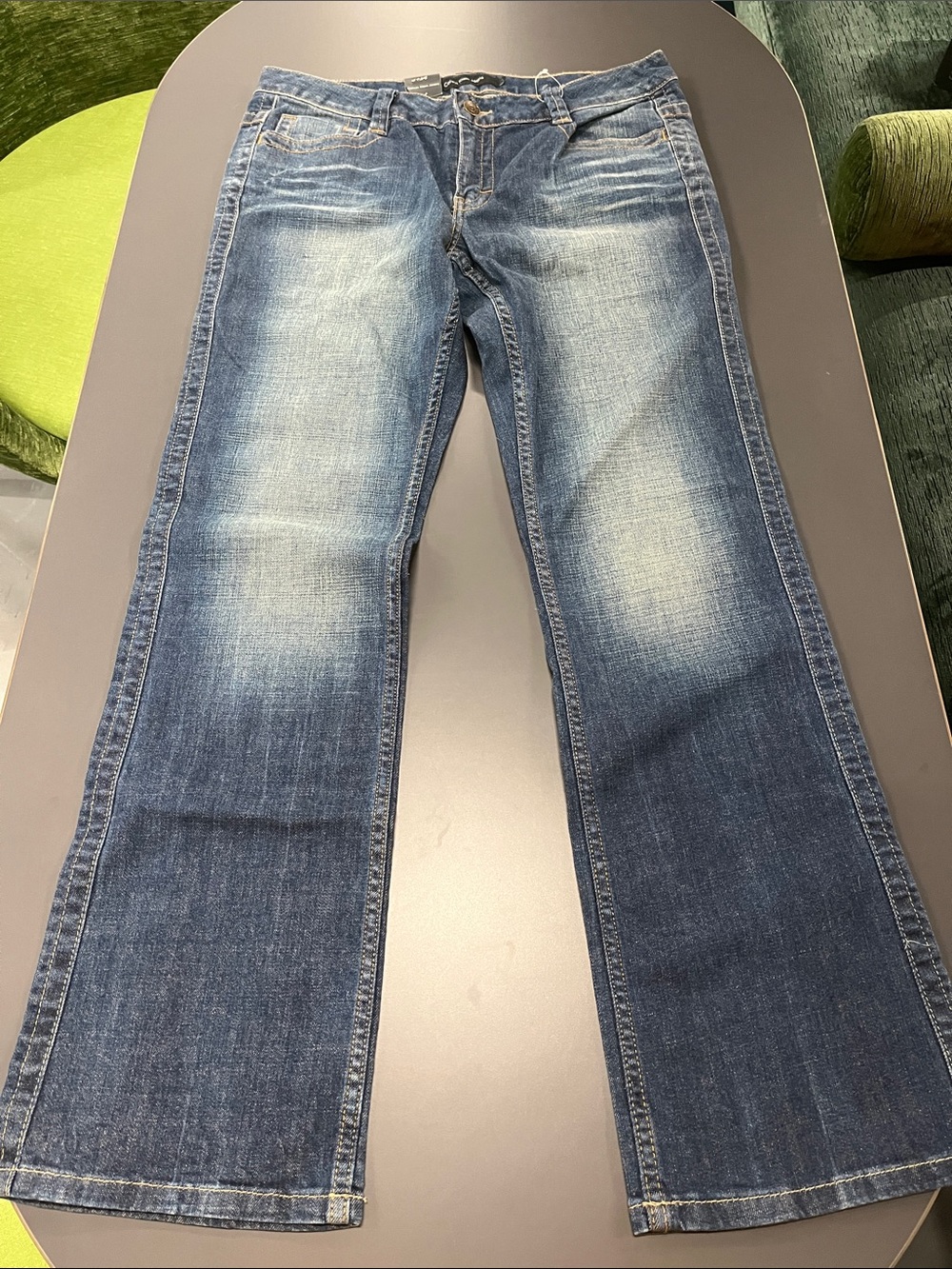 Calvin Klein Jeans Women's Boot Cut Distressed Blue Denim
